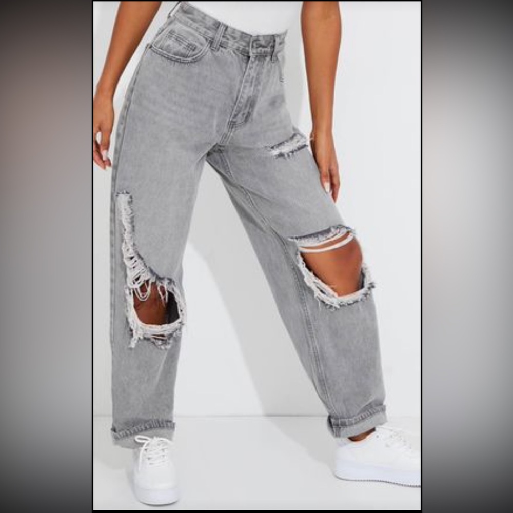 Grey distressed PLT jeans